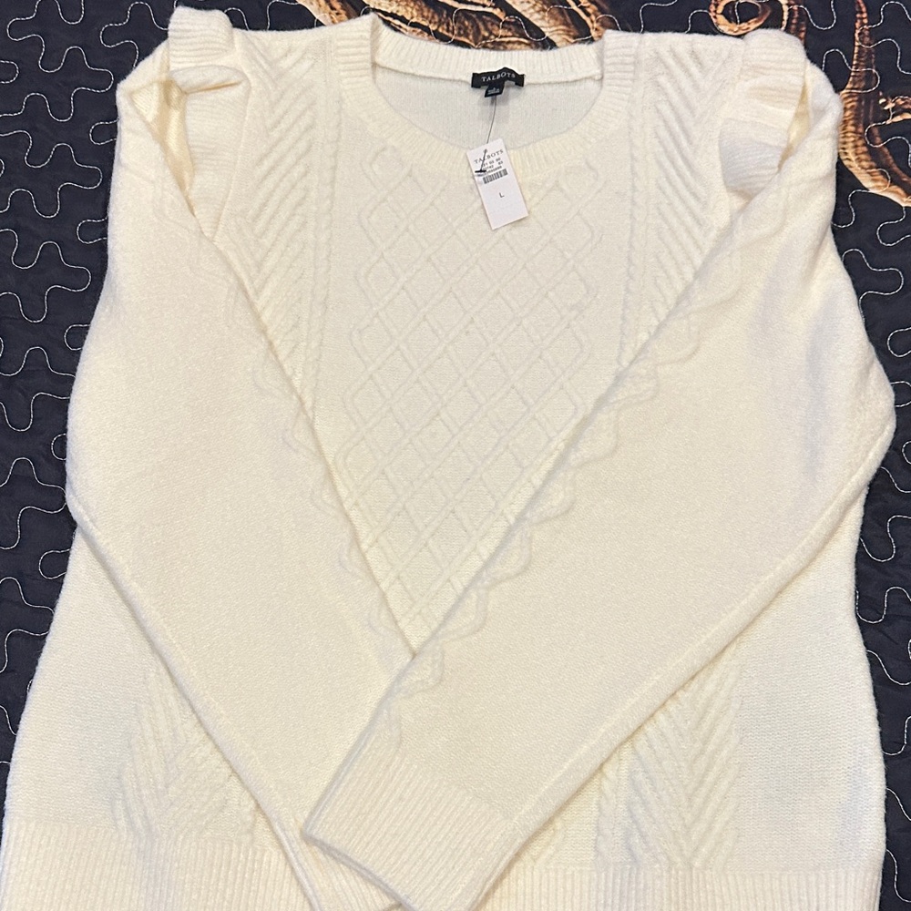 Talbots Cream Cable Knit Sweater